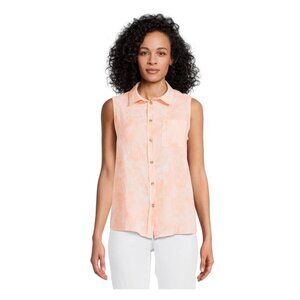 Time & Tru Orange Sleeveless Button Down Top Plus Size